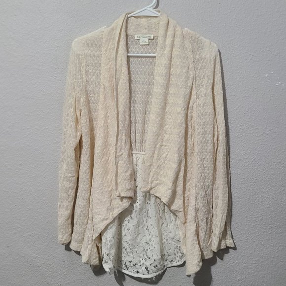 Clu + Willoughby Drapey Front Open Cardigan Size S Ivory - Picture 1 of 5